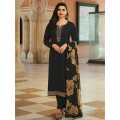 Black Satin Georgette Ladies Unstitched Partywear Kurta Surwal Piece. 