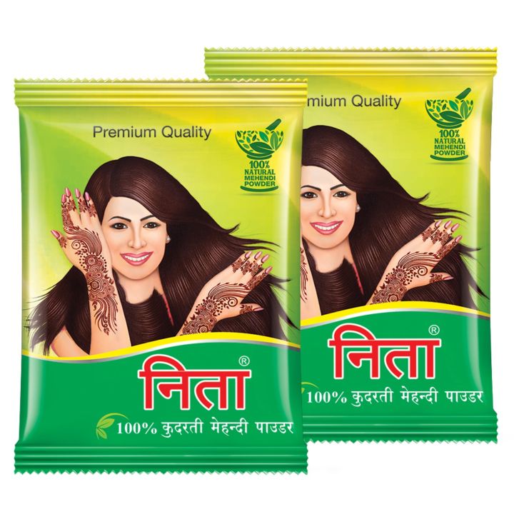 Neeta Mehendi Powder 100g,  Pack of 2, 100% Natural Henna Mehandi Powder for Hair, Hand & Feet