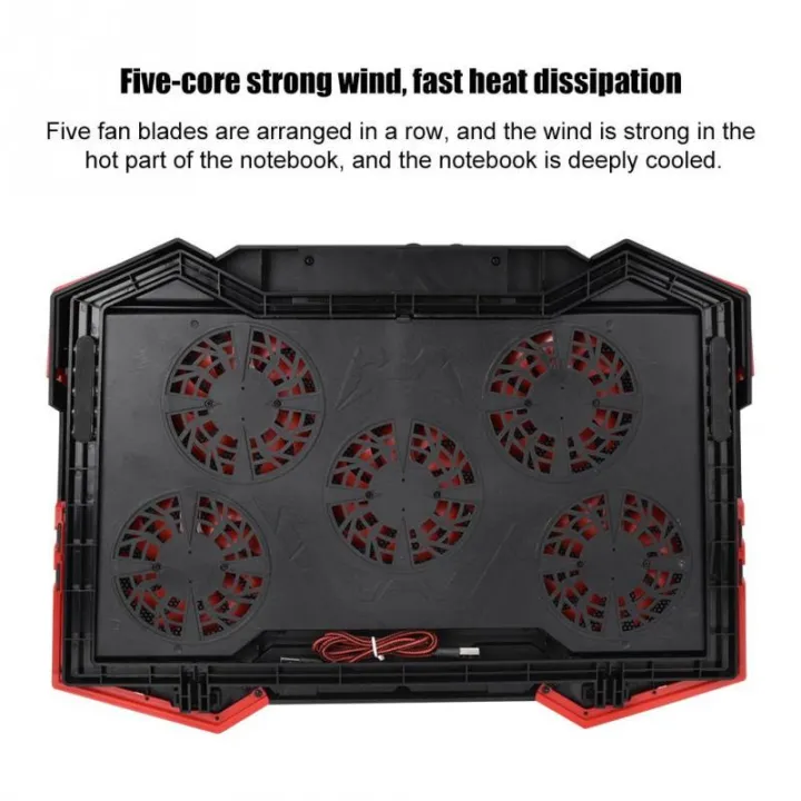 NUOXI%20Ultra%20Professional%205%20Fan%20LED%20Backlit%20Speed%20and%20Height%20Adjustable%20Gaming%20Laptop%20Stand%20Cooling%20Pad%20For%209''%20inch%20to%2018''%20inch%20-%20Image%209