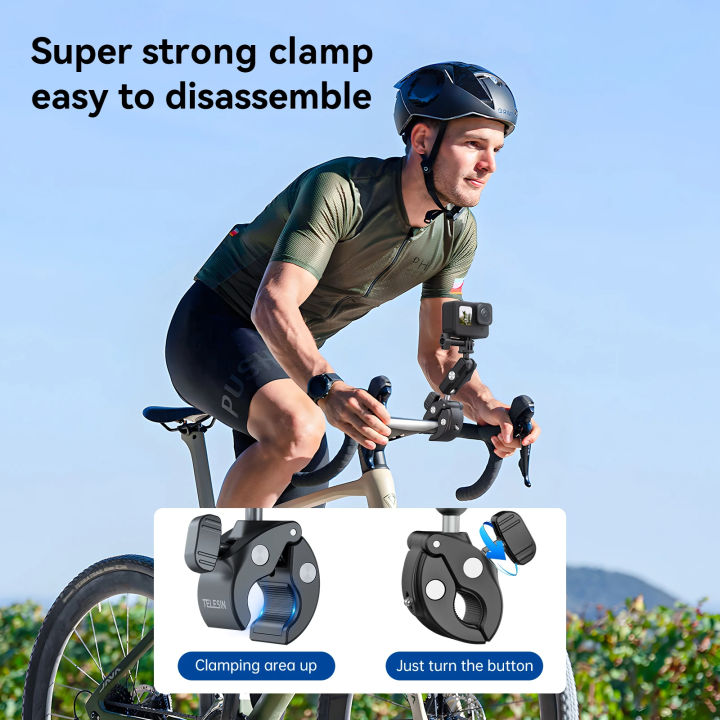 TELESIN Motorcycle Bicycle Rail Mount Clamp With 360 Degree Ball - Main Image