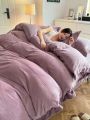 Mink Velvet Luxurious Minimal King Size ( 245*245cm ) 4 Piece Bedding Set. 