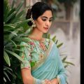 Sky Blue Sirosky Pure Chiffon Saree With Blouse For Women. 