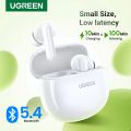 (WS207-45110) UGREEN HiTUNE P3 TWS White Bluetooth 5.3, HiTune H5 Headphone Semi-in-ear Earphone, 4 Mics Noise Cancelling Headset, 26H Play Time Fast Charging, 13.6mm Large Driver,Lightweight IPX5 Waterproof Game Mode. 