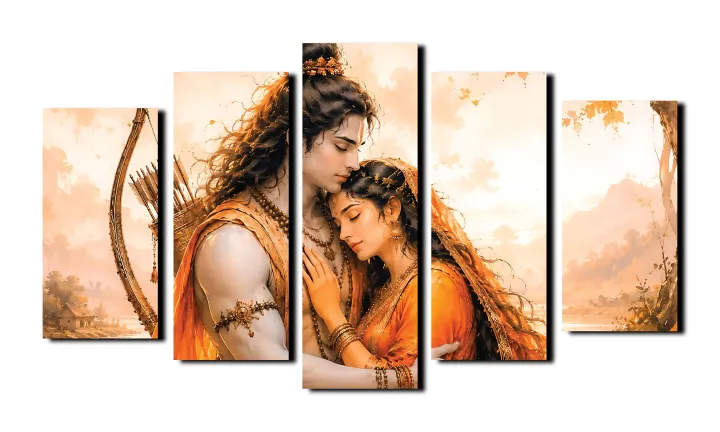 Lord%20Ram%20&%20Sita%20Canvas%20Wall%20Painting%20Set%20%E2%80%935%20Pieces%20Canvas%20Wall%20Art%20Set%20-%20Image%202