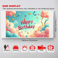Birthday Backdrop Whimsical Theme Background Happy Colorful Photo Booth Party Decoration Pink Clouds Stars Streamers Children's. 