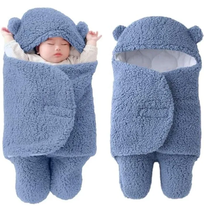 Newborn%20Baby%20Hooded%20Blanket%20Sleeping%20Bag%20Sack%20Swaddle%20Infant%20Winter%20Warm%20Fleece%20Receiving%20Blanket%20with%20Legs%20Knit%20Stroller%20%20Wrap%20(%200-8%20)%20Month%20-%20Image%208