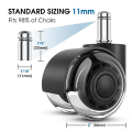 5 PCS Office Chair Wheels,Replacement Soft Mute Desk Caster Wheels Black Steel+Rubber for Work & Gaming Chair, Heavy Duty and Safe Rolling. 