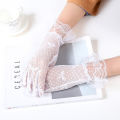 Summer Wedding Full Finger Lace Bow Driving Black White Bridal Gloves Mesh Gloves Lace Gloves Tulle Mittens. 