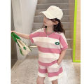 2025 New Girls Summer Dress Set Cute Children's Foreign Fashion Clothes Baby Summer Short Sleeve Two-Piece Trend. 