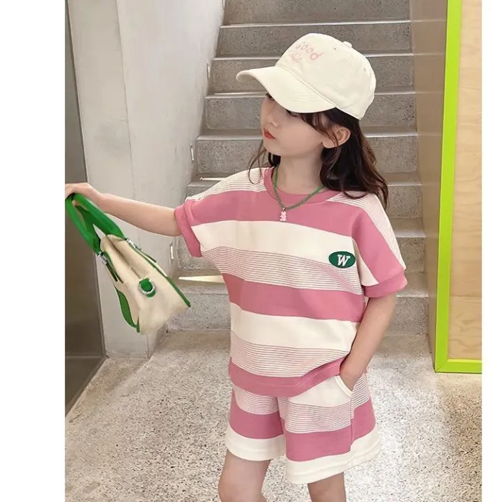 2025%20New%20Girls%20Summer%20Dress%20Set%20Cute%20Children's%20Foreign%20Fashion%20Clothes%20Baby%20Summer%20Short%20Sleeve%20Two-Piece%20Trend%20-%20Image%202