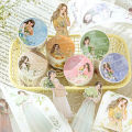Sweet Journal Heart Girl Series Masking Tapes Decorative Sticky Character Washi Tape for Journaling Diary DIY Crafts Scrapbooking. 