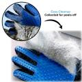 Efficient Pet Hair Remover Mitt Enhanced 5 Finger Design Gentle Brush Gloves For Dog And Cat With Long And Short Fur-blue Color-silicone. 
