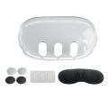 Clear Protective Case+Lens Cover+Joystick Cap for 3 VR Helmet Full Protector Dustproof Cover for Meta Quest3 Spare Parts Accessories. 