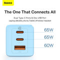 Baseus 65W GaN5 Pro Charger Quick Charge 4.0 3.0 Type C PD USB Charger Portable Fast Charger For Laptop Tablet Phone. 