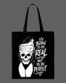 Gothic Skull Quote Printed Tote Bag– Black & White. 