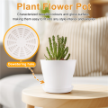 Plastic Plant Flower Pot With Tray Round White Upper 10cm. 