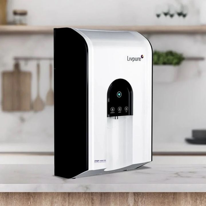 Livpure Zinger  Copper Hot (RO +UV +UF +Taste Enhancer ) 6.5 L tank-White, 15 LPH Water Purifier