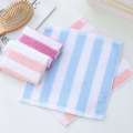 Colorful Striped Childrens Pure Cotton Absorbent Soft Non-Shedding Small Square Towel Kindergarten Hook Handkerchief. 