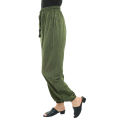 Green Cotton Plain Side Pocket Design Joggers For Women. 