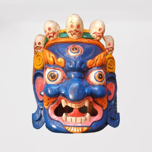Hawar Mask Normal Size Wooden Bhairab Mask 12'' Blue | Daraz.com.np