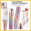 2 In 1 Electric Eyebrow Trimmer Makeup Painless Eye Brow Epilator Mini Shaver Razors Women Portable Facial Body Hair Remover. 