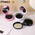 DISICHEN Original Mini Foldable Round Massage Hair Comb Travel Multifunctional Compact Hair Brush With Mirror For Women Girls Styling Tools. 