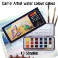 Camel Artist Watercolor Cakes, 18 Shades In Tin Box. 
