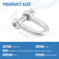 M6x38mm Straight D-Shackle, Short, Stainless Steel AISI 316. 