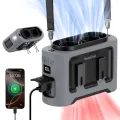 Socool 14500mAh Portable Waist Fan Dual Airflow Outlet Turbo Motors with Four Clips Emergency Flashlight Power Bank for Outdoor. 