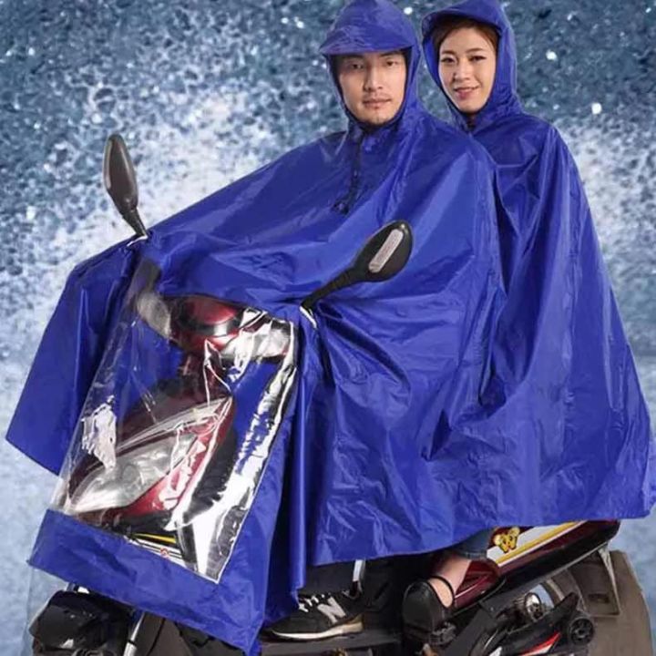 Double Waterproof Bike Raincoat (Free size )Generic Double Motorcycle Scooter Men Women Raincoat With Clear Visor Electric Bike