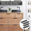 4 Piece Finger Edge Pull Silver Concealed Handle Modern Style Curved Drawer Handle Aluminum Alloy Invisible Handle Black. 