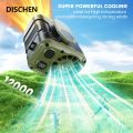 DISCHEN Portable 10000mAh Portable Waist Fan with Power Bank LED Lighting Hanging Neck Fan 5 Speed Strong Airflow Cooling Fan for Outdoor Working. 