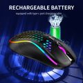Wireless Gaming Mouse 2.4GHz with Colourful Light Rechargeable 6D Buttons High-Precision Optical Sensor for Laptop Computer. 