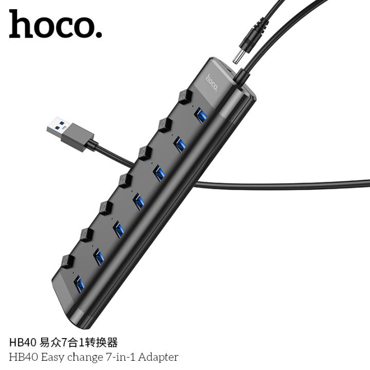Hoco%20HB40%20USB%203.0%20HUB%207%20Port%20USB%20Switch%20High%20Speed%20ON%20/%20OFF%20USB%20Data%20Reader%20-%20Image%202