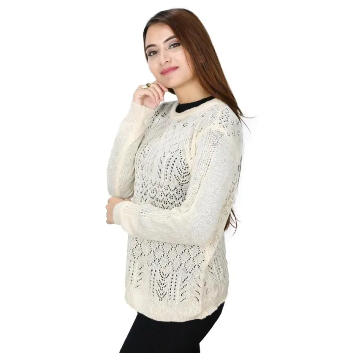 Cream%20Knitted%20Sheer%20Sweater%20For%20Women%20-%20Image%203