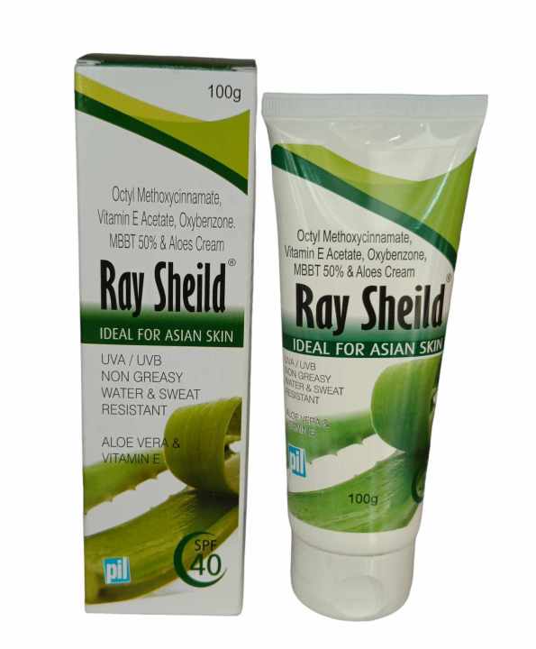 Ray%20Shield%20Sunscreen%20UVA%20/%20UVB,%20SPF%2040,With%20Aloevera%20And%20Vitamin%20E,%20IDEAL%20FOR%20ASIAN%20SKIN,%20100g%20-%20Image%202