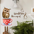 Creative Owl And Cup Wall Stickers Living Room Kitchen Decoration Mural Restaurant Beautify Home Decor Self-adhesive Wallpaper. 