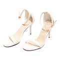 White Ankle Strap Pencil Heel Sandal For Women. 
