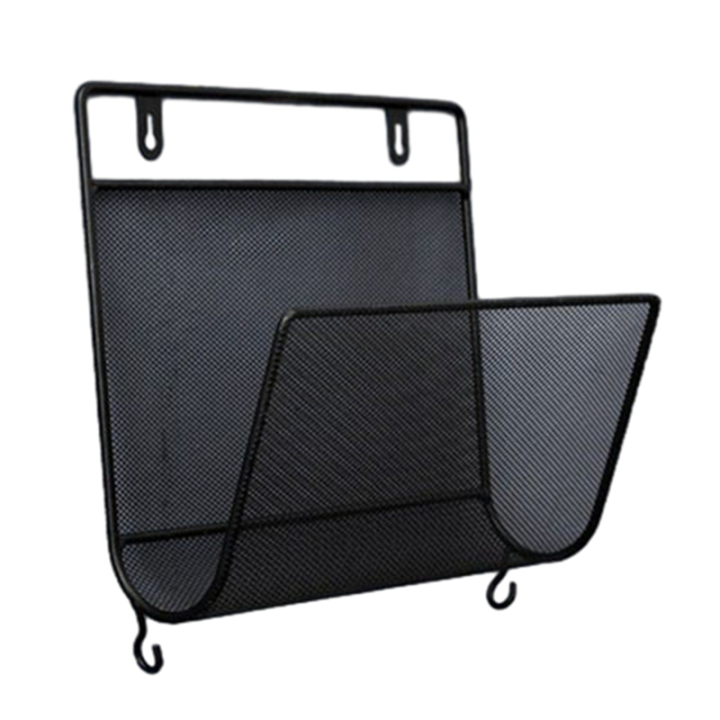 1 Piece Iron Book Rack Metal Newspapers Rack Wall Mounted Bookshelf Wall Storage Shelves Office Simple Style Black