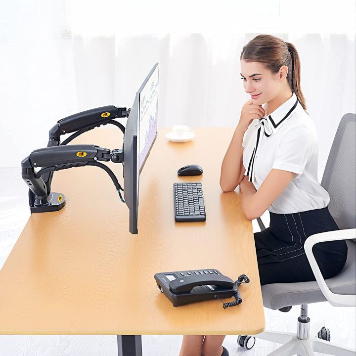 NB North Bayou Dual Monitor Desk Mount Stand  F160 Full Motion Swivel Computer Monitor Arm for Two Screens 17-27 Inch Black