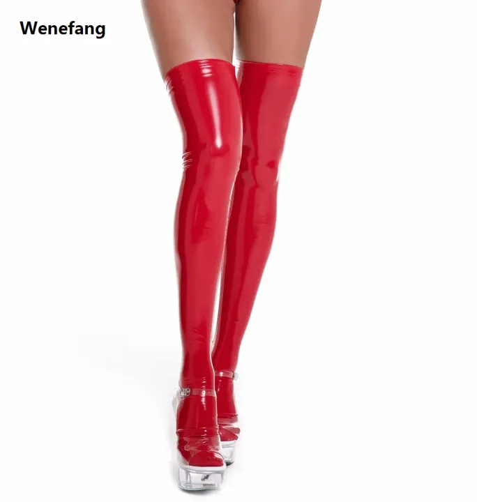 Wenefang%20Wet%20Look%20Stockings%20Black%20Red%20Latex%20PU%20High%20Stocking%20Lady%20Faux%20Leather%20Long%20Knee%20Women%20Socks%20High%20Knee%20Socks%20Plus%20Size%20-%20Image%206