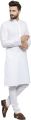 White Solid Pure Cotton Kurta Pajama Set For Men. 