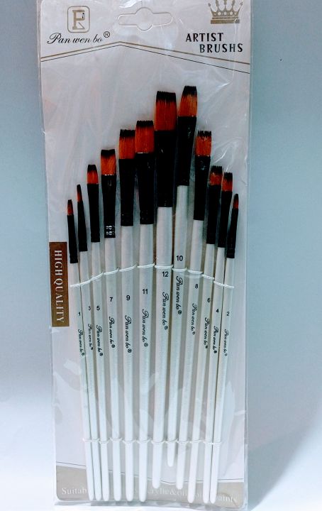 Artist%20%20Range%20Flat%20Paint%20%20Nylon%20Fiber%20Brush%20For%20Acrylics%20And%20Oil%20Set%20Of%2012%20Pcs%20-%20Image%204