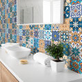 Artsy Home Elegant Basilicato Pattern Cement Tile Wall Stickers, Vibrant Floral/Mosaic Design, 48pcs 10cm x 10cm. 