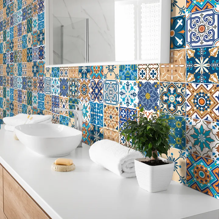 Artsy%20Home%20Elegant%20Basilicato%20Pattern%20Cement%20Tile%20Wall%20Stickers,%20Vibrant%20Floral/Mosaic%20Design,%2048pcs%2010cm%20x%2010cm%20-%20Image%203