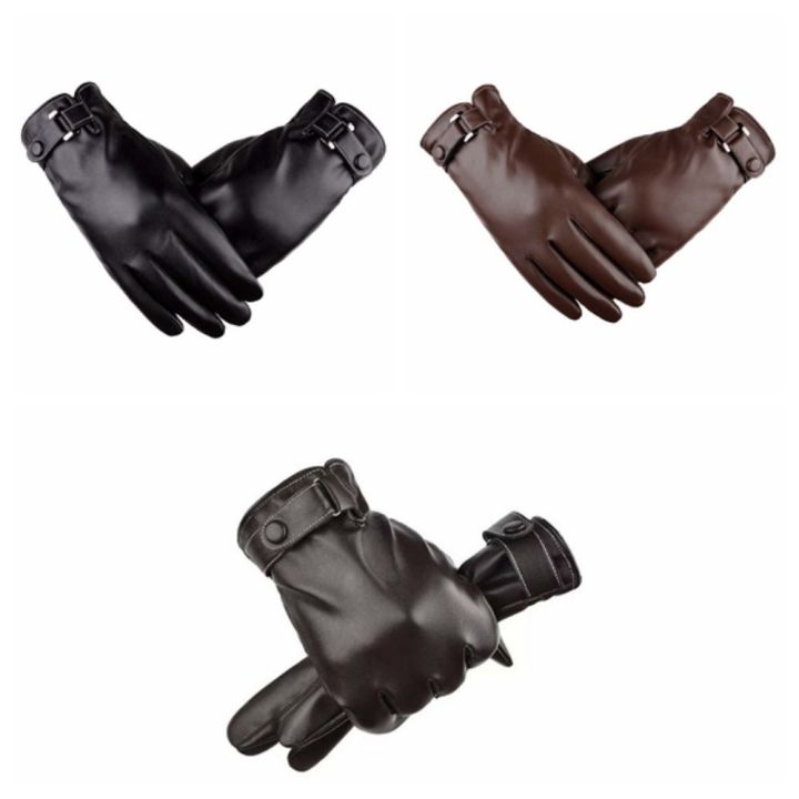 1pair%20Equestrian%20Soft%20PU%20Anti-cold%20Gloves%20Touch%20Screen%20Solid%20Color%20Men%20Finger%20Mittens%20Adjustable%20Warmer%20Windproof%20Mittens%20Winter%20-%20Image%203