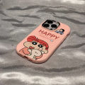 Crayon Shin-chan Case Compatible for IPhone 7 8 Plus 15 11 12 14 13 Pro Max XR XS Max X Puppy Rabbit Doll Couples Plating Metal Lens Soft Case. 