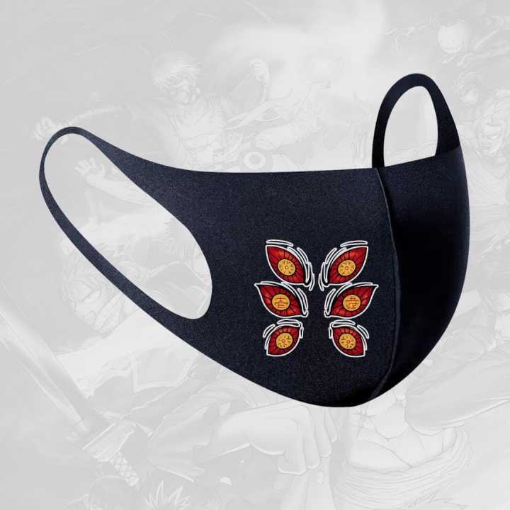 Demon Slayer Anime Kokushibo Eyes Design Multicolor Printed Black Korean Unisex Mask