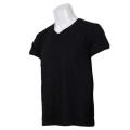 Black Solid Short Sleeved V-Neck T-Shirt For Men. 