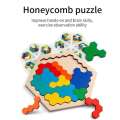 3D Hexagonal Wooden Puzzles Educational For Children Kids Preschool Tangram Board Brain Test Game Montessori Toys Gifts. 